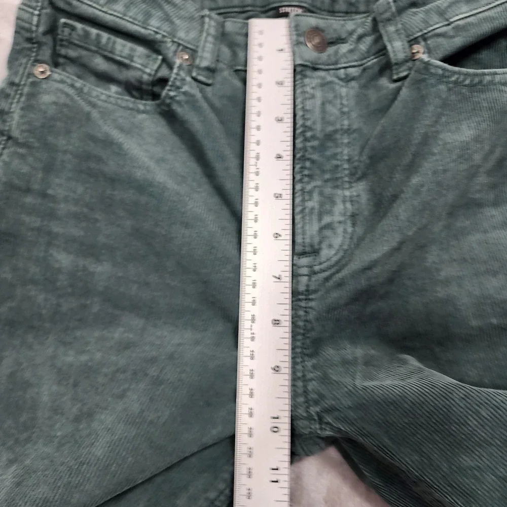 American Eagle Jeans Womens 2‎ Green Stretch Corduroy High Rise Mom Straight Leg
